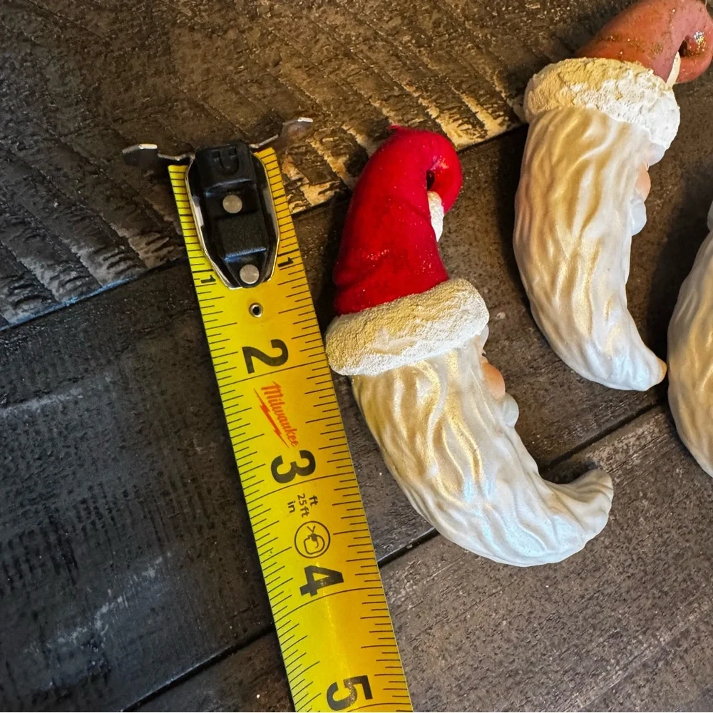 Vintage Christmas Cresent Shape Santa Head Old World Ceramic Christmas Ornaments